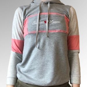 Sweet Heart Hoodie Gray/Pink Size Small